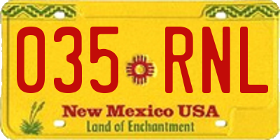 NM license plate 035RNL