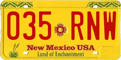 NM license plate 035RNW