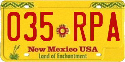 NM license plate 035RPA
