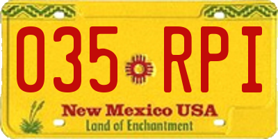 NM license plate 035RPI