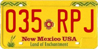 NM license plate 035RPJ