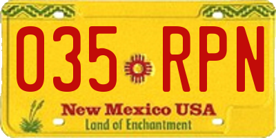 NM license plate 035RPN