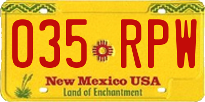 NM license plate 035RPW