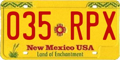 NM license plate 035RPX