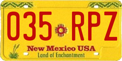 NM license plate 035RPZ