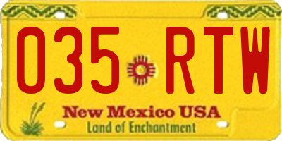 NM license plate 035RTW