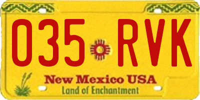 NM license plate 035RVK