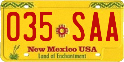 NM license plate 035SAA