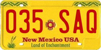 NM license plate 035SAQ