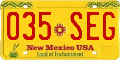 NM license plate 035SEG