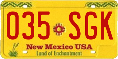 NM license plate 035SGK