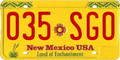 NM license plate 035SGO