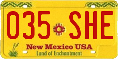 NM license plate 035SHE