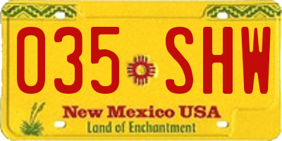 NM license plate 035SHW