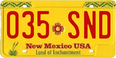 NM license plate 035SND