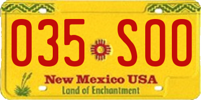 NM license plate 035SOO