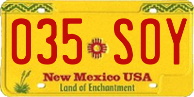 NM license plate 035SOY