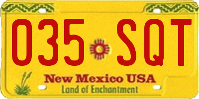 NM license plate 035SQT
