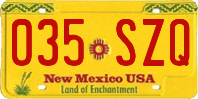 NM license plate 035SZQ