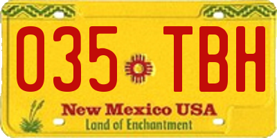 NM license plate 035TBH