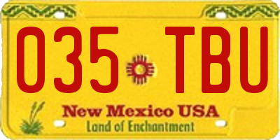 NM license plate 035TBU