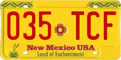 NM license plate 035TCF