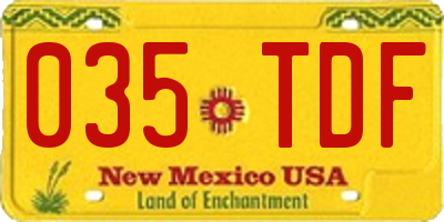NM license plate 035TDF