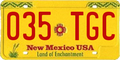NM license plate 035TGC