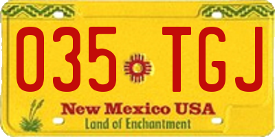 NM license plate 035TGJ