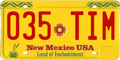 NM license plate 035TIM