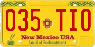 NM license plate 035TIO
