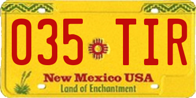 NM license plate 035TIR