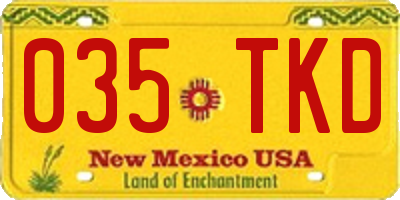 NM license plate 035TKD