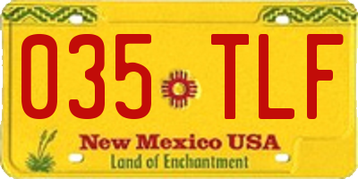 NM license plate 035TLF