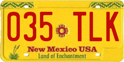 NM license plate 035TLK