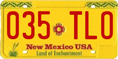 NM license plate 035TLO