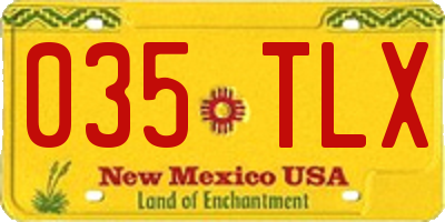NM license plate 035TLX