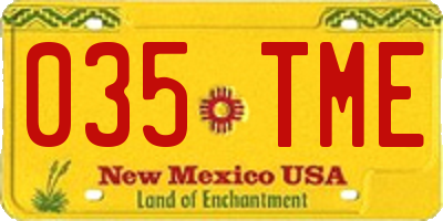 NM license plate 035TME