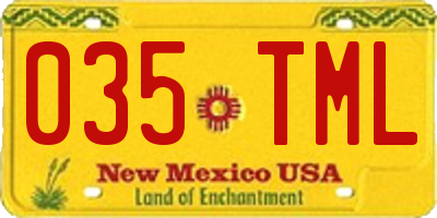 NM license plate 035TML