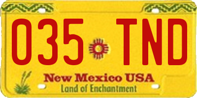 NM license plate 035TND