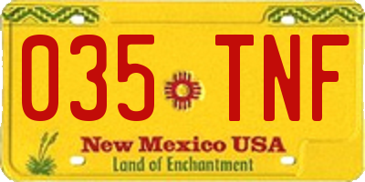 NM license plate 035TNF