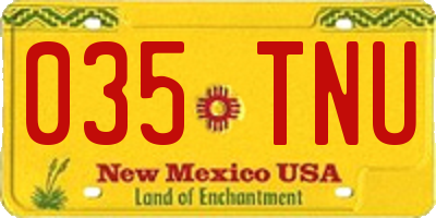 NM license plate 035TNU