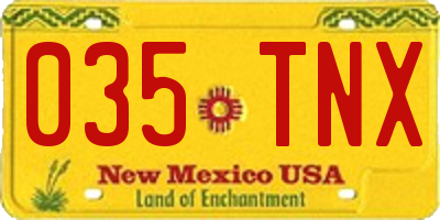 NM license plate 035TNX