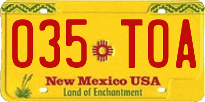 NM license plate 035TOA