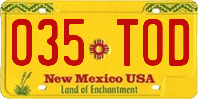 NM license plate 035TOD