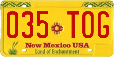 NM license plate 035TOG