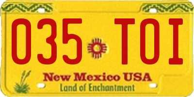 NM license plate 035TOI