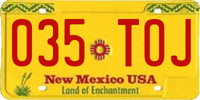 NM license plate 035TOJ