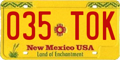 NM license plate 035TOK