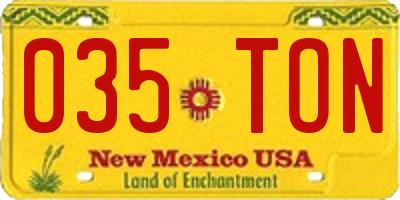 NM license plate 035TON